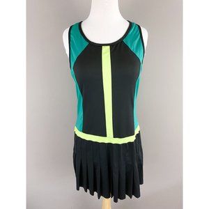 Tail Activewear Green Teal Black Racerback Athletic Tennis Golf Pleated Dress